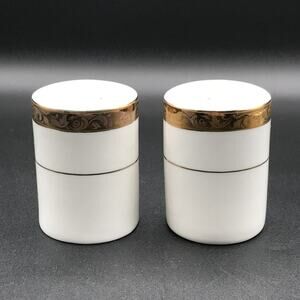 Sango White and Gold Salt and Pepper Shakers